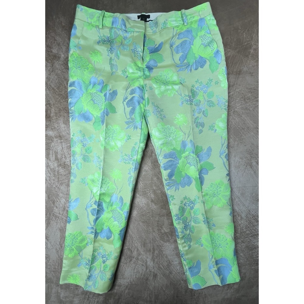 Women's Size 10 Green Dress Slacks With Blue Accents By J Crew With Pockets